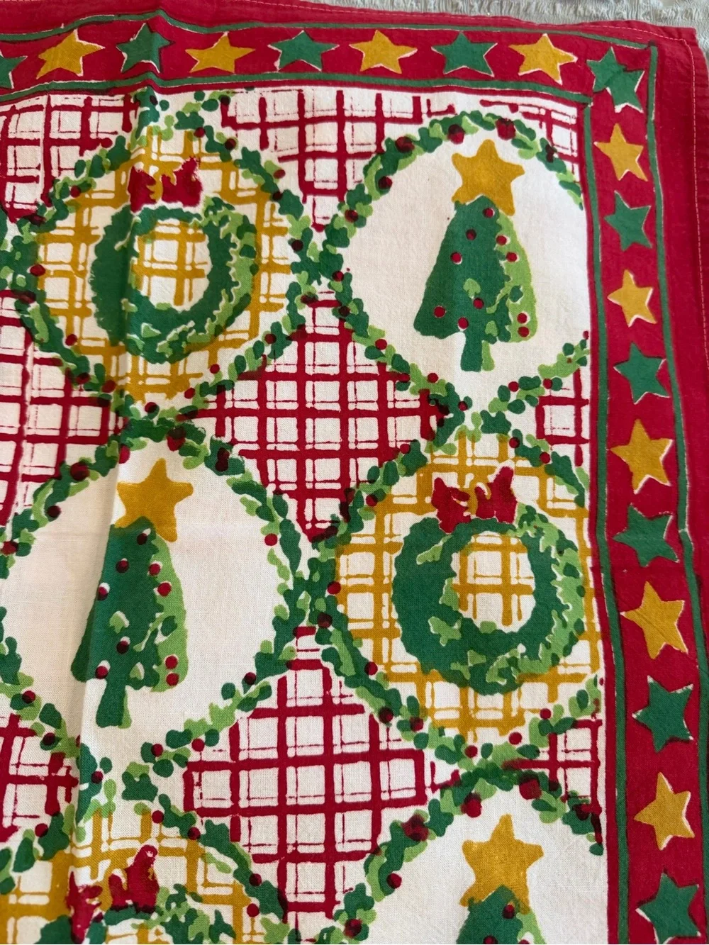 Festive Red & Green Christmas Tree pomegranate cloth napkins